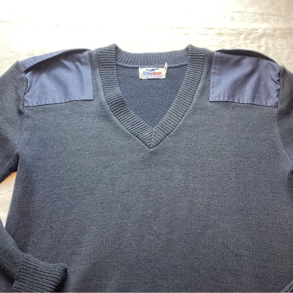 Crew Gear Black V Neck Commando Long Sleeve Sweater Size Medium
